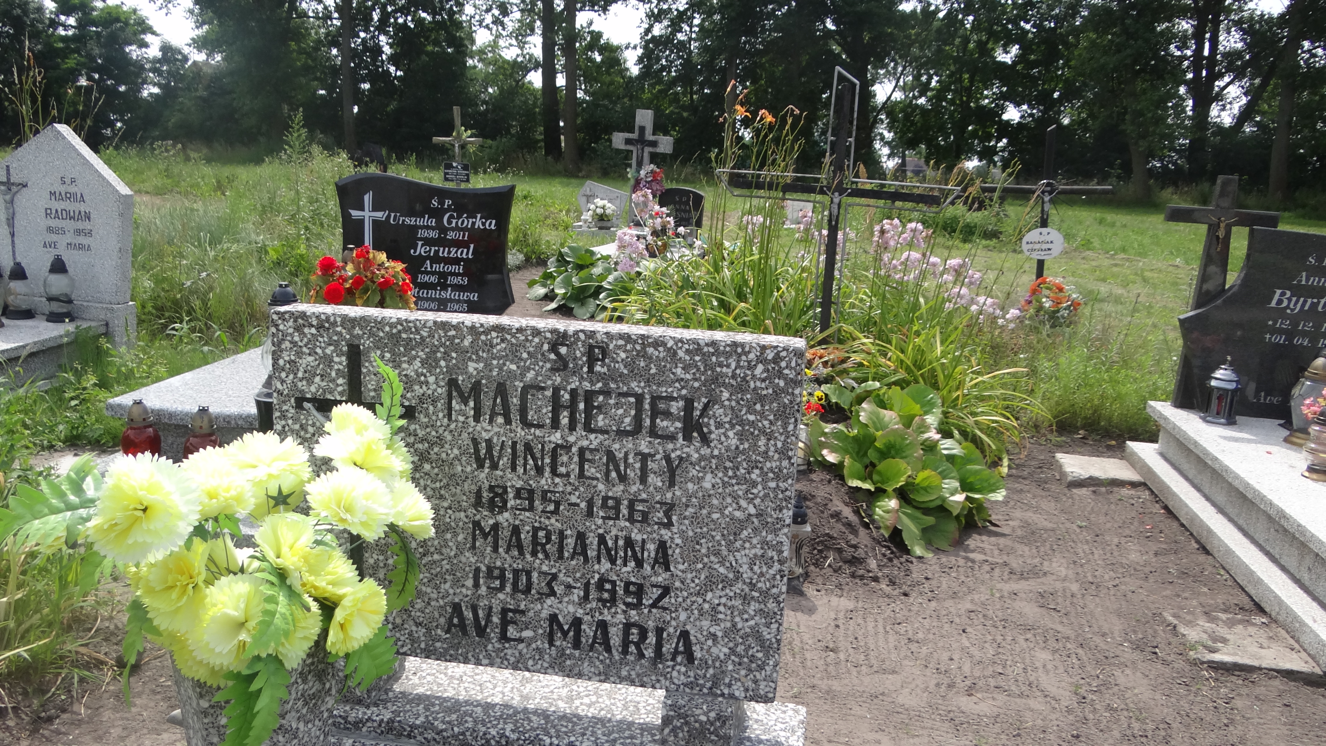 Grób małżonków Marianny z Ostrowskich i Wincentego Machejka -zdjecie z lipca 2013 roku 